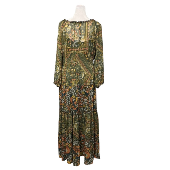 Figueroa & Flower Green Floral Tiered Maxi Dress Size Large - Picture 6 of 8